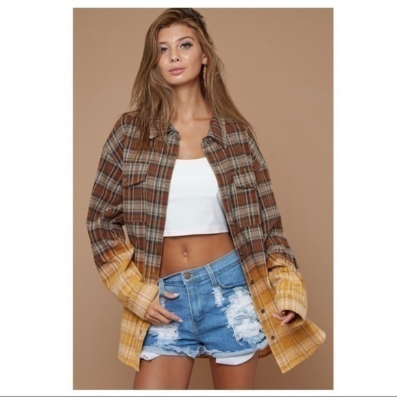 BROCK-Ombré Plaid BoyFriend Shirt - Picture 3 of 8